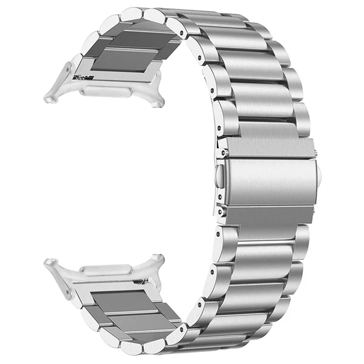 For Samsung Galaxy Watch Ultra 47mm Band 3-Bead Stainless Steel Watch Strap - Silver