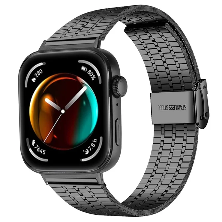 For Huawei Watch Fit 3 Band 316L Stainless Steel Replacement Strap, Black