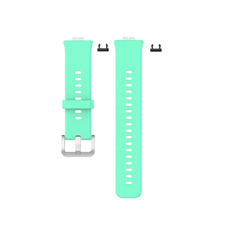Metal Buckle Soft Silicone Watch Band Strap Replacement for Huawei Watch Fit 2020 - Cyan
