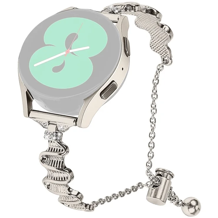 For Samsung Galaxy Watch FE 40mm Wavy Texture Band Alloy Metal Watch Strap Bling Bracelet - Starlight
