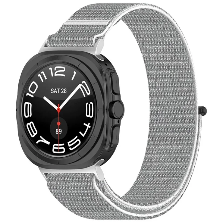 KALEBOL For Samsung Galaxy Watch Ultra 47mm Watch Strap Magic Tape Braided Nylon Wrist Band - Seashell