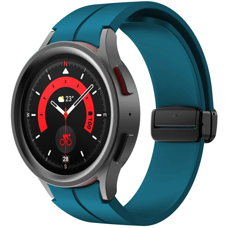 KALEBOL For Samsung Galaxy Watch FE 40mm / Watch6 / Watch6 Classic / Watch 5 / Watch 5 Pro Silicone Watch Strap Magnetic Buckle - Rock Cyan