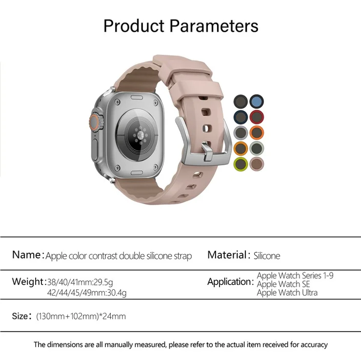 KALEBOL For Apple Watch Series 10 42mm / 9 8 7 41mm / SE (2023) SE (2022) SE 6 5 4 40mm / 3 2 1 38mm Watch Band Dual Color Silicone Strap - Orange