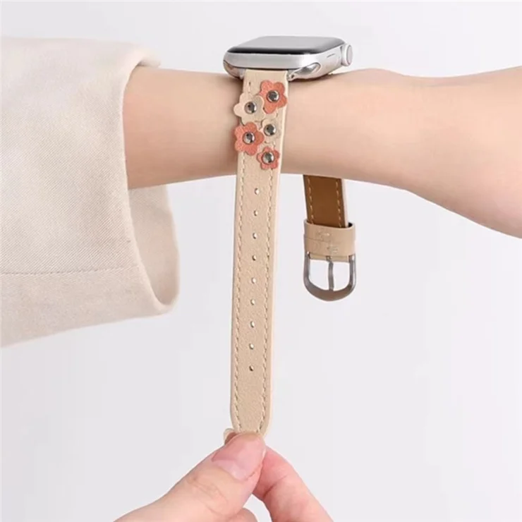 KALEBOL For Apple Watch Series 10 42mm / 9 8 7 41mm / SE (2023) SE (2022) SE 6 5 4 40mm / 3 2 1 38mm Genuine Cow Leather Watch Strap - Black