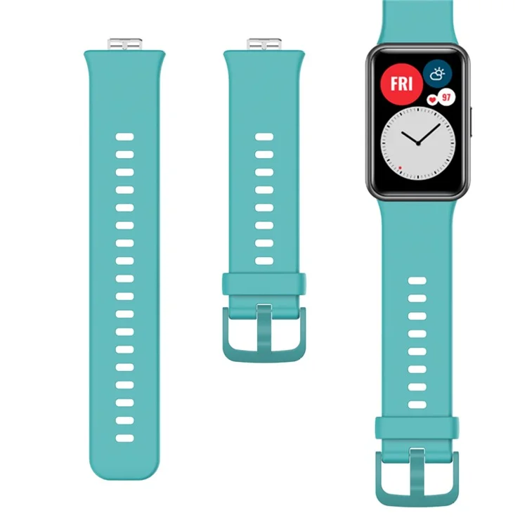 Soft Silicone Watch Strap for Huawei Watch Fit - Cyan