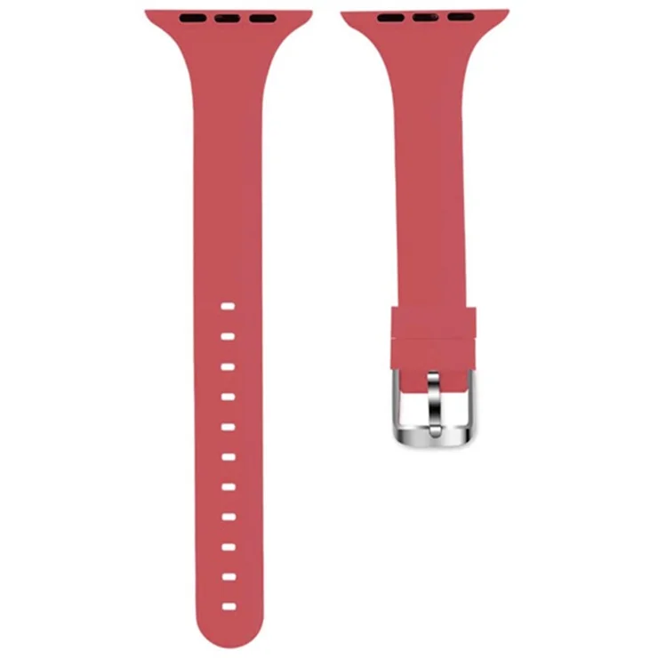 For Apple Watch 10 46mm / Ultra 2 / Ultra 49mm / 9 8 7 45mm / SE (2023) SE (2022) SE 6 5 4 44mm / 3 2 1 42mm Strap Silicone Sport Watch Band - Coral Red