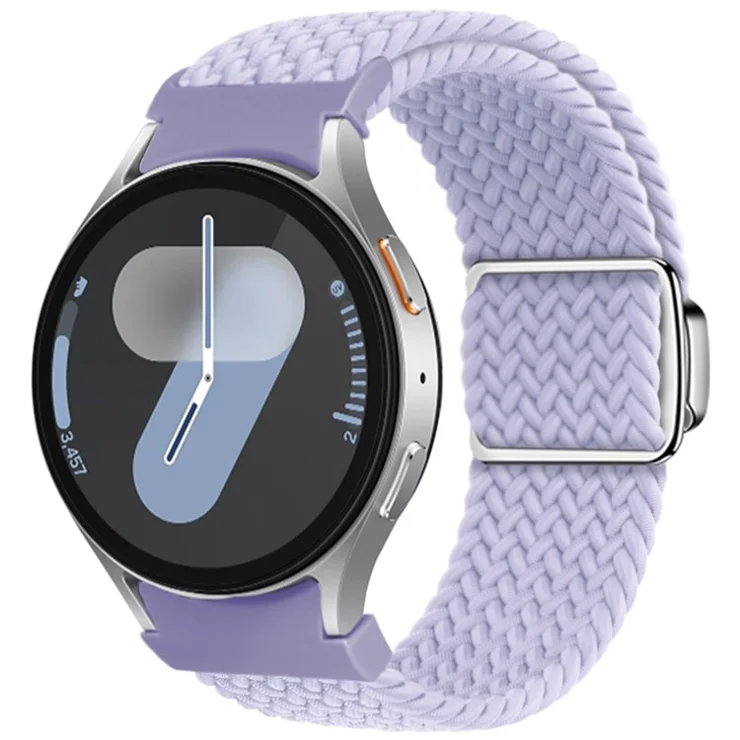 For Samsung Galaxy Watch FE 40mm / Watch7 / 6 / 6 Classic / 5 / 5 Active / 5 Pro / 4 / 4 Classic / 4 Active Braided Watch Band Magnetic Strap - Misty Purple
