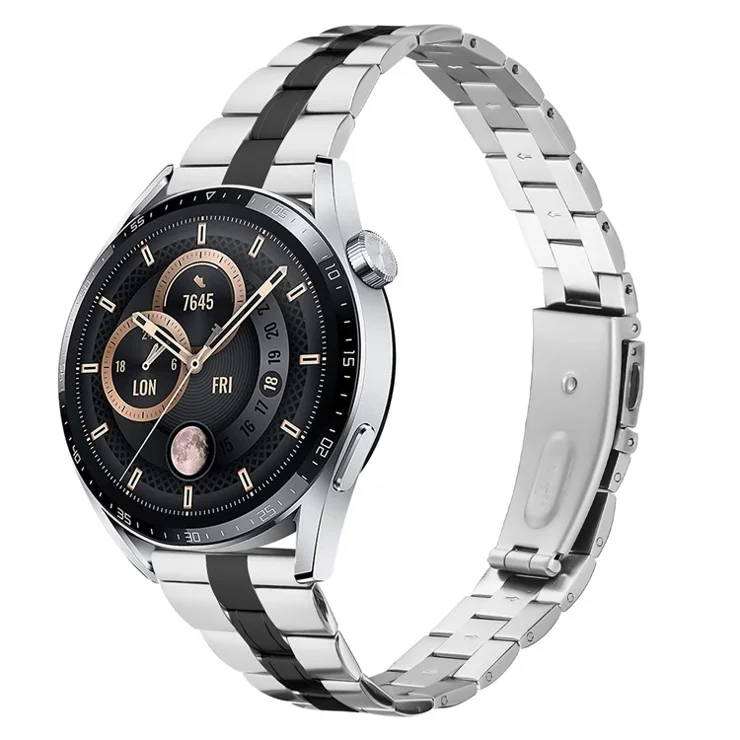 For Xiaomi Watch Color Ultra-Thin 3-Bead Stainless Steel Band Fashion Smartwatch Strap - Silver+Black