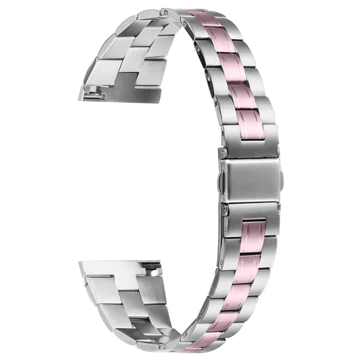 For Huawei Watch GT 2e Watch Strap Replacement Stainless Steel Band Bracelet - Silver+Rose Pink