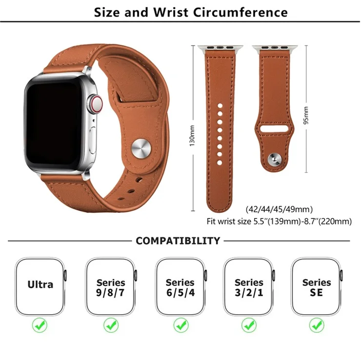 KALEBOL For Apple Watch 10 46mm / Ultra 2 / Ultra 49mm / 9 8 7 45mm / SE (2023) SE (2022) SE 6 5 4 44mm / 3 2 1 42mm Watch Strap, Large Buckle - Red