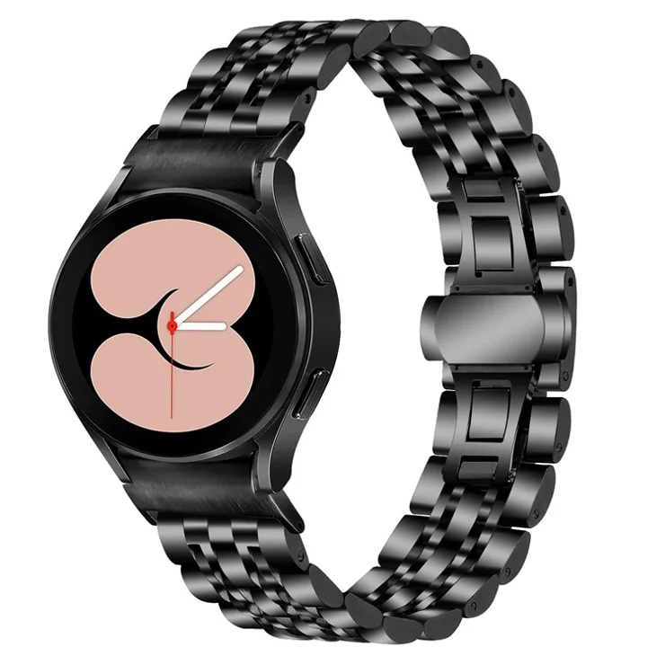 For Samsung Galaxy Watch7 44mm 40mm Metal Watch Band 7-Beads Strap with Quick Release Connector - Black