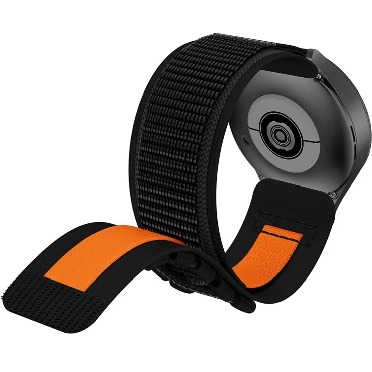 Universal 20mm Strap for Samsung Galaxy Watch7 / Watch6 / Watch 5 44mm 40mm Braided Nylon Watch Band - Black