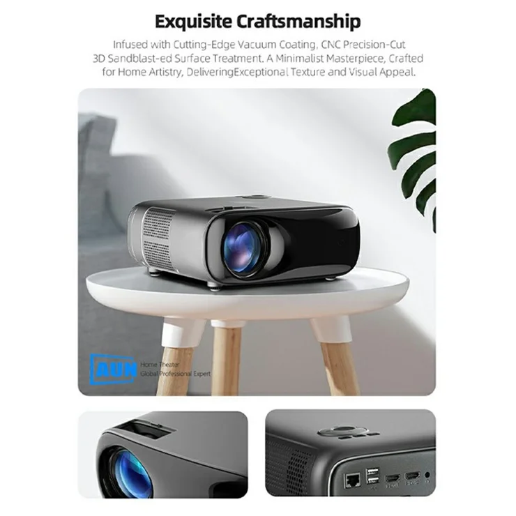 AUN AKEY9S 1080P 4K Projector 2.4G / 5G WIFI Bluetooth-compatible Projector 1+8GB 1000 ANSI 3D LED Home Theater - EU Plug