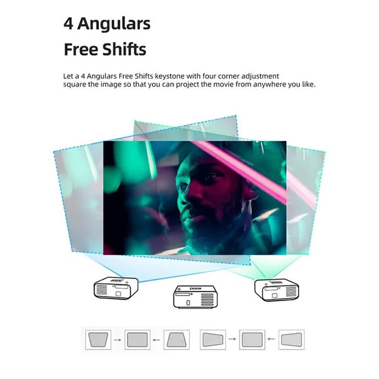 AUN U001 1080P 4K Projector Android 11 2+16GB Projector 3D LED Home Theater Support Zoom - EU Plug