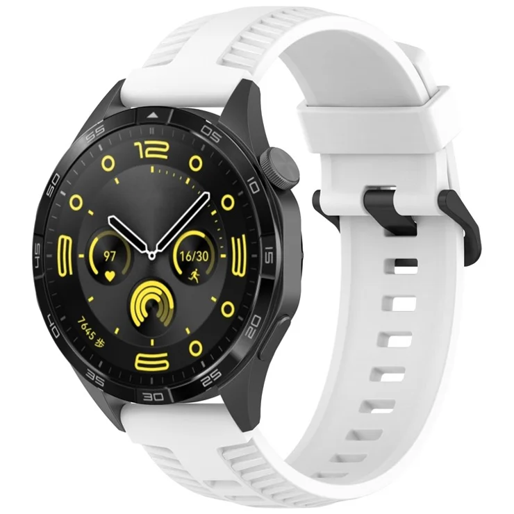 KALEBOL 20mm Watch Strap for Huawei Watch GT 3 42mm / GT 3 Pro 43mm Tire Texture Silicone Wrist Band - White