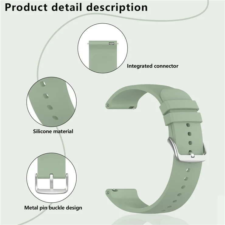 KALEBOL 20mm Silicone Strap for Huawei Watch GT 3 42mm / GT 3 Pro 43mm Round End Watch Band - White