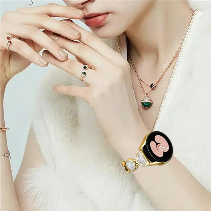 For Samsung Galaxy Watch7 44mm / 40mm Band Quicksand Design Metal Watch Strap Bracelet - Gold