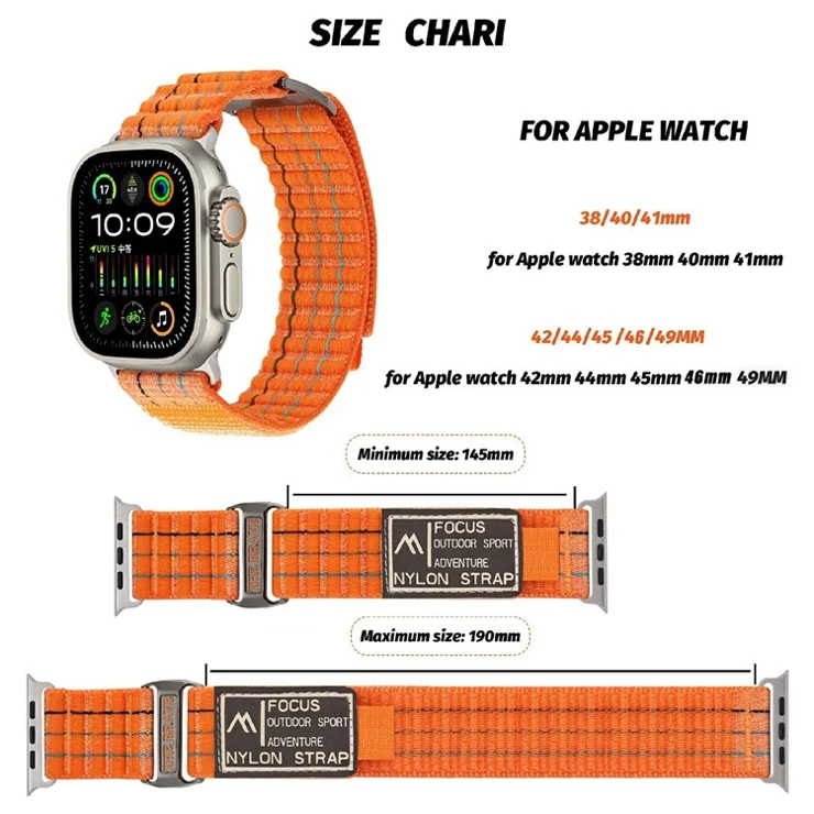For Apple Watch Series 10 46mm / Ultra 2 / Ultra 49mm / 9 8 7 45mm / SE (2023) SE (2022) SE Nylon Loop Watch Strap - Pink