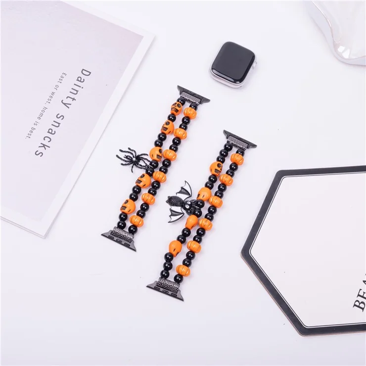 Halloween Spider / Bat Beaded Strap for Apple Watch Series 10 42mm / 9 8 7 41mm / SE (2023) SE (2022) SE 6 5 4 40mm / 3 2 1 38mm - Spider