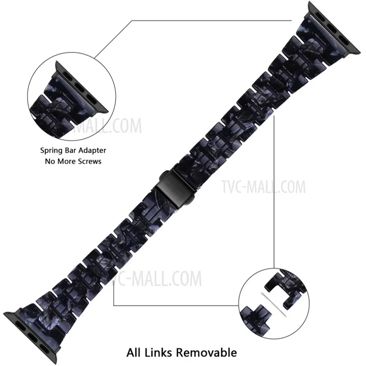 Resin Watch Band Replacement for Apple Watch Series 10 42mm / 9 8 7 41mm / 6 5 4 SE SE (2022) SE (2023) 40mm / 3 2 1 38mm - - Black Mix