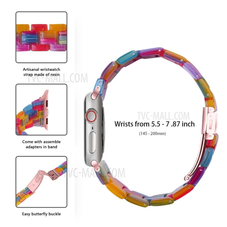 Resin Watch Band Replacement for Apple Watch Series 10 42mm / 9 8 7 41mm / 6 5 4 SE SE (2022) SE (2023) 40mm / 3 2 1 38mm - - Multi-Color