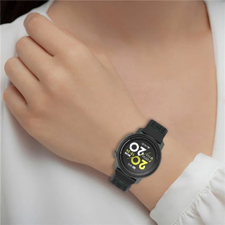 For Coros Pace 2 / Apex 2 / Apex 42mm Bands 20mm Dual Color Silicone Watch Strap - Army Green / Black