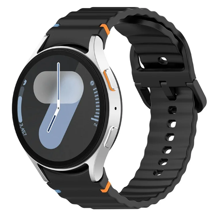 For Samsung Galaxy Watch7 44mm / 40mm / Watch FE 40mm / Watch6 40mm / 44mm Replacement Band Silicone Watch Strap - Black