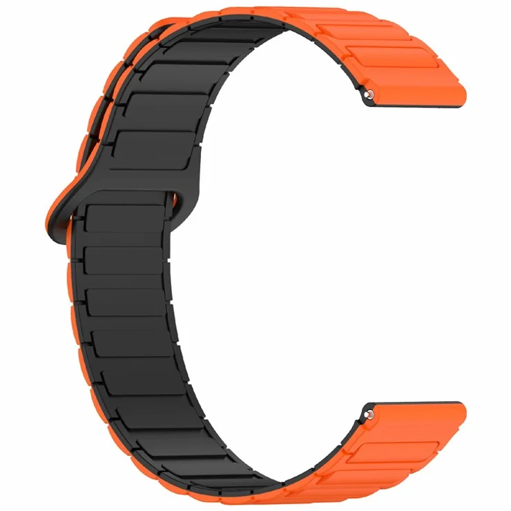 For Huawei Watch GT 5 Pro 46mm / GT 5 46mm / Watch 4 / Samsung Galaxy Watch3 45mm Silicone Band 22mm Magnetic Watch Strap - Orange / Black