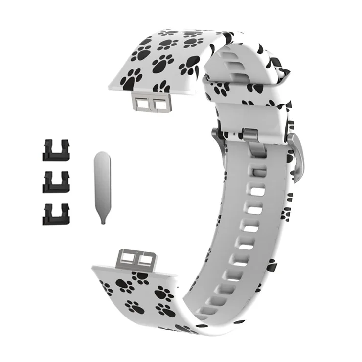 Pattern Printing Silicone Watch Band Strap Replacement for Huawei Watch Fit - Dog's Paw