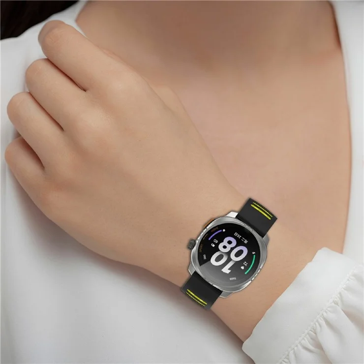 22mm Silicone Watch Band for Xiaomi Watch S4 Sport / Samsung Galaxy Watch3 45mm / Watch 46mm Sport Strap - Dark Grey+Black