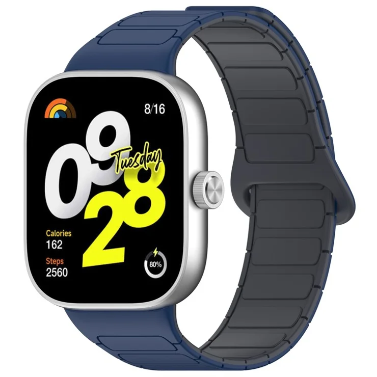 Silicone Band for Xiaomi Smart Band 9 Pro / Smart Band 8 Pro / Redmi Watch 4 Magnetic Watch Strap - Midnight Blue+Grey