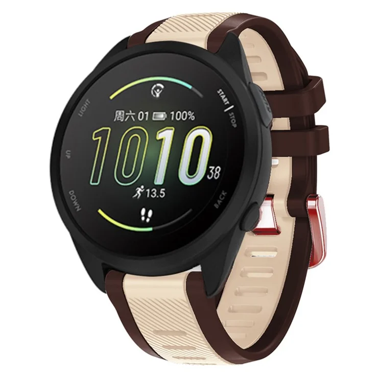 20mm Silicone Strap for Samsung Galaxy Watch6 44mm 40mm / Watch6 Classic 47mm 43mm / Watch 5 44mm 40mm Rose Gold Buckle Dual Color Band - Khaki+Brown
