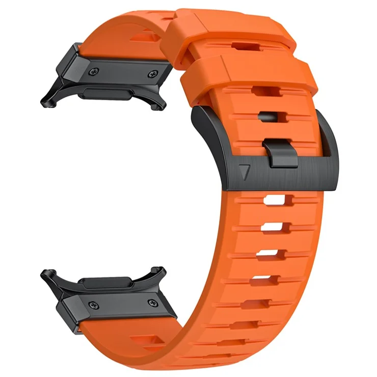 For Samsung Galaxy Watch Ultra 47mm Fluorubber Strap Replacement Sport Watch Band - Orange / Black Connector