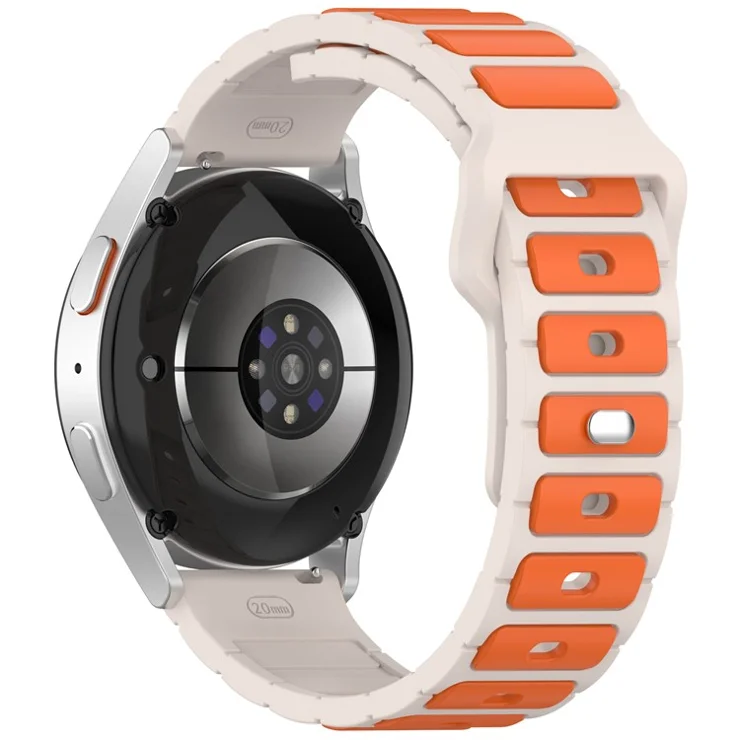 For Samsung Galaxy Watch7 / FE / 6 / 5 / Huawei Watch GT 3 / 2 42mm Silicone Strap Dual Color Wrist Watch Band - Starlight / Orange
