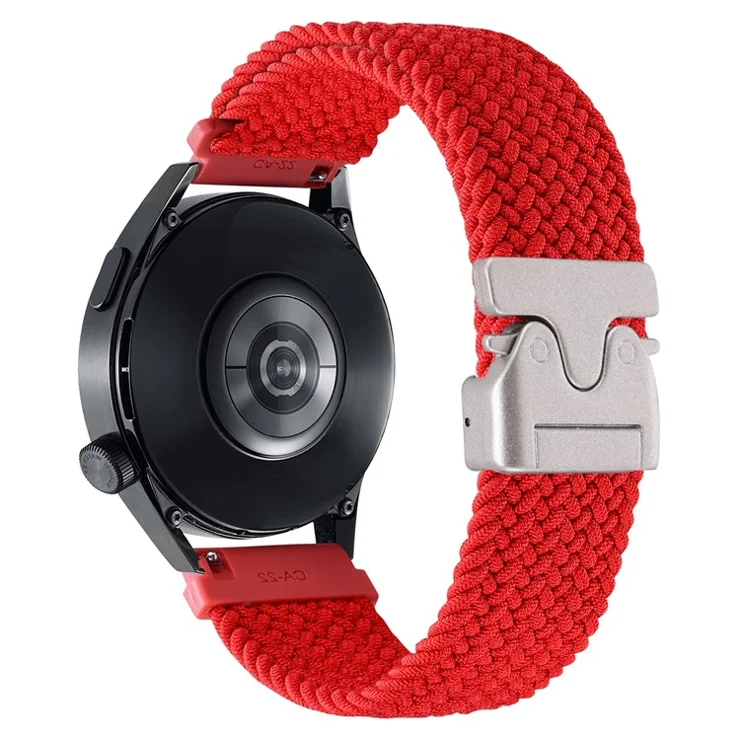20mm Universal Wrist Strap Parachute Buckle Nylon Braided Smart Watch Band - Red