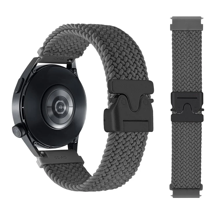 20mm Universal Wrist Strap Parachute Buckle Nylon Braided Smart Watch Band - Grey