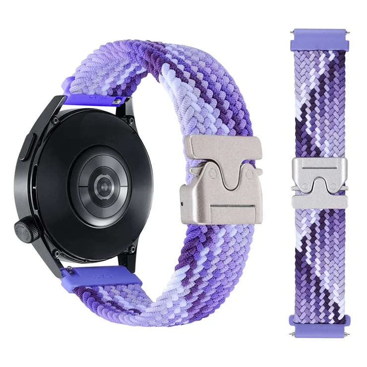 20mm Universal Wrist Strap Parachute Buckle Nylon Braided Smart Watch Band - Colorful Purple