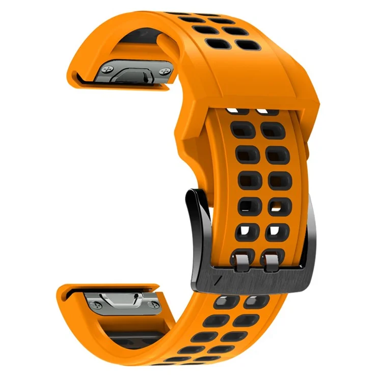 Bulk Purchasing For Garmin Fenix 7X Watch Band Dual Color Silicone Wrist Strap - Orange / Black