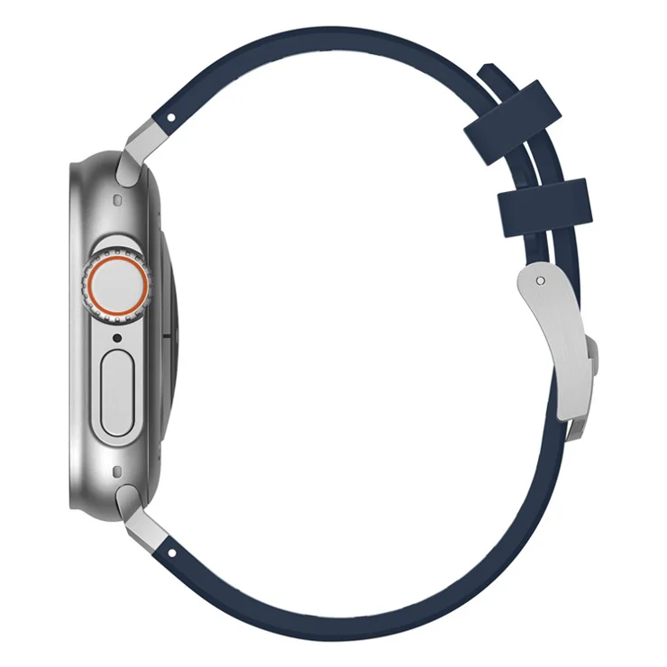 Bulk Purchasing Watch Band For Apple Watch Series 10 Ultra 9 8 7 SE 6 5 4 3 2 1 46mm 49mm 45mm 44mm 42mm Liquid Silicone Strap - Silver+Blue