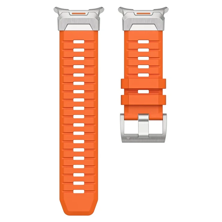 LEMONDA For Samsung Galaxy Watch Ultra 47mm Fluorubber Strap Sweatproof Sport Watch Band - Orange / Silver Connector