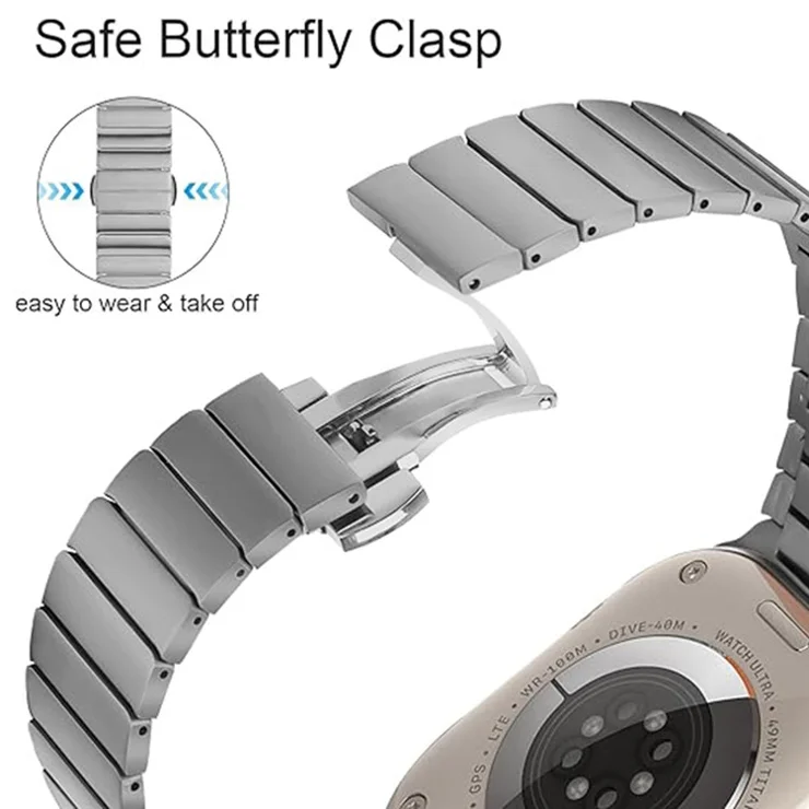Watch Band For Apple Watch Series 10 Ultra 9 8 7 SE 6 5 4 3 2 1 46mm 49mm 45mm 44mm 42mm 1-Bead Bamboo Link Titanium Alloy Strap - Original Color