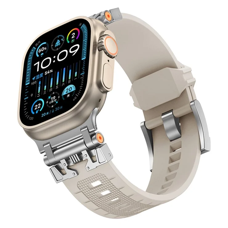 KALEBOL Armor TPU Watch Strap for Apple Watch Series 10 Ultra 9 8 7 SE 6 5 4 3 2 1 46mm 49mm 45mm 44mm 42mm Wrist Band - Silver+Starlight