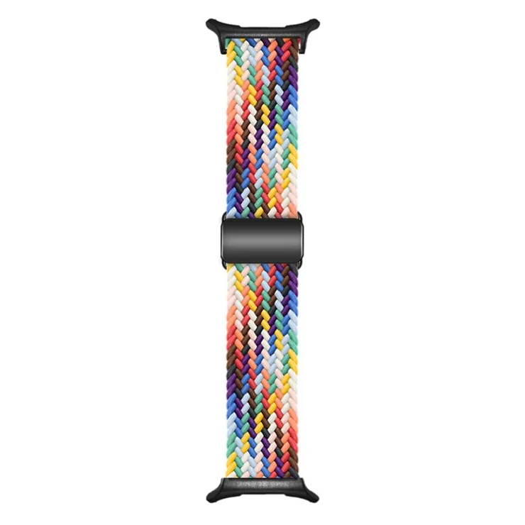 KALEBOL For Samsung Galaxy Watch Ultra 47mm Watch Strap Magnetic Buckle Braided Wrist Band - Rainbow+Black Buckle
