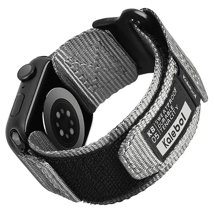 KALEBOL Nylon Watch Strap for Apple Watch Series 10 Ultra 9 8 7 SE 6 5 4 3 2 1 46mm 49mm 45mm 44mm 42mm Wrist Band with Magic Tape - Grey