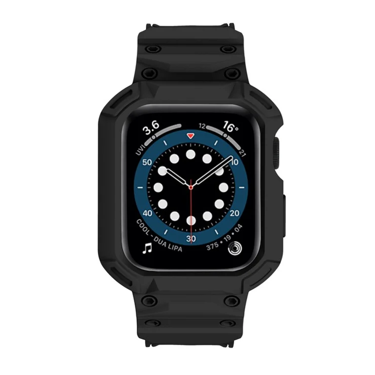 For Apple Watch Series 10 46mm Strap Soft TPU Watch Band with Integrated Watch Case - Black