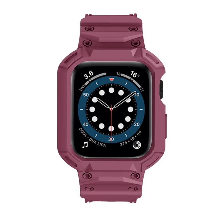 For Apple Watch Series 10 46mm Strap Soft TPU Watch Band with Integrated Watch Case - Plum