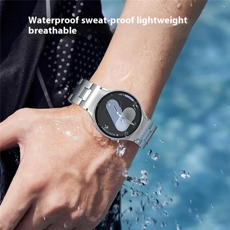 For Samsung Galaxy Watch7 44mm / 40mm Replacement Band Solid Stainless Steel Watch Strap - Black