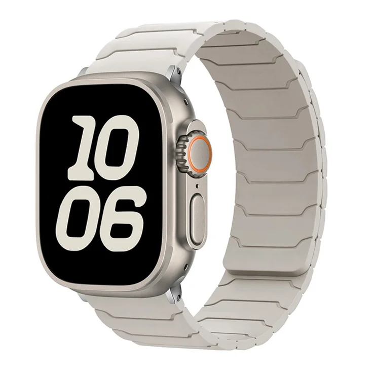 KALEBOL Silicone Magnetic Watch Band for Apple Watch Series 10 9 8 7 SE 6 5 4 3 2 1 42mm 41mm 40mm 38mm Armor Warrior Strap - Starlight