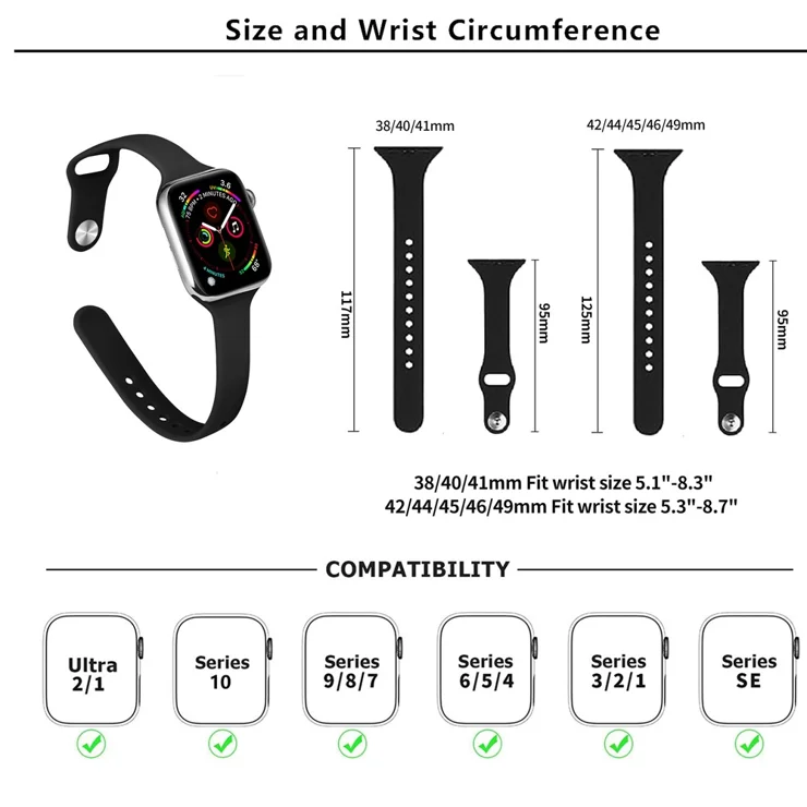 KALEBOL Silicone Watch Band for Apple Watch Series 11 10 42mm