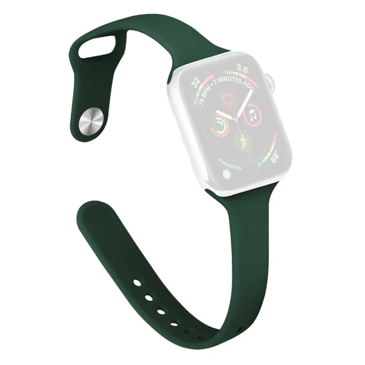 KALEBOL Silicone Watch Band for Apple Watch Series 10 Ultra 9 8 7 SE 6 5 4 3 2 1 46mm 49mm 45mm 44mm 42mm Replacement Strap - Blackish Green